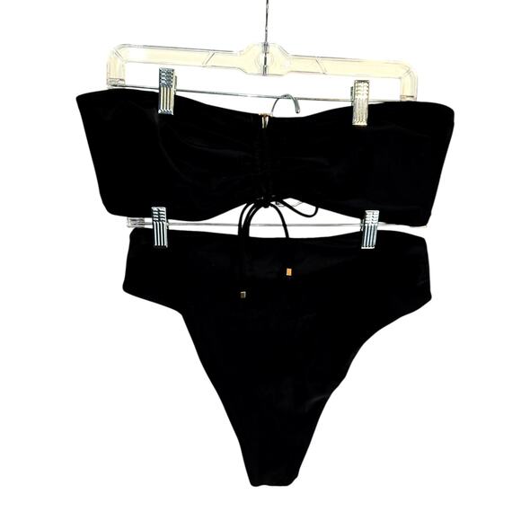 Time And True Large Top 12 14  XL Bottom 16 18 Black Women's Two Piece Swimsuit - Picture 1 of 6